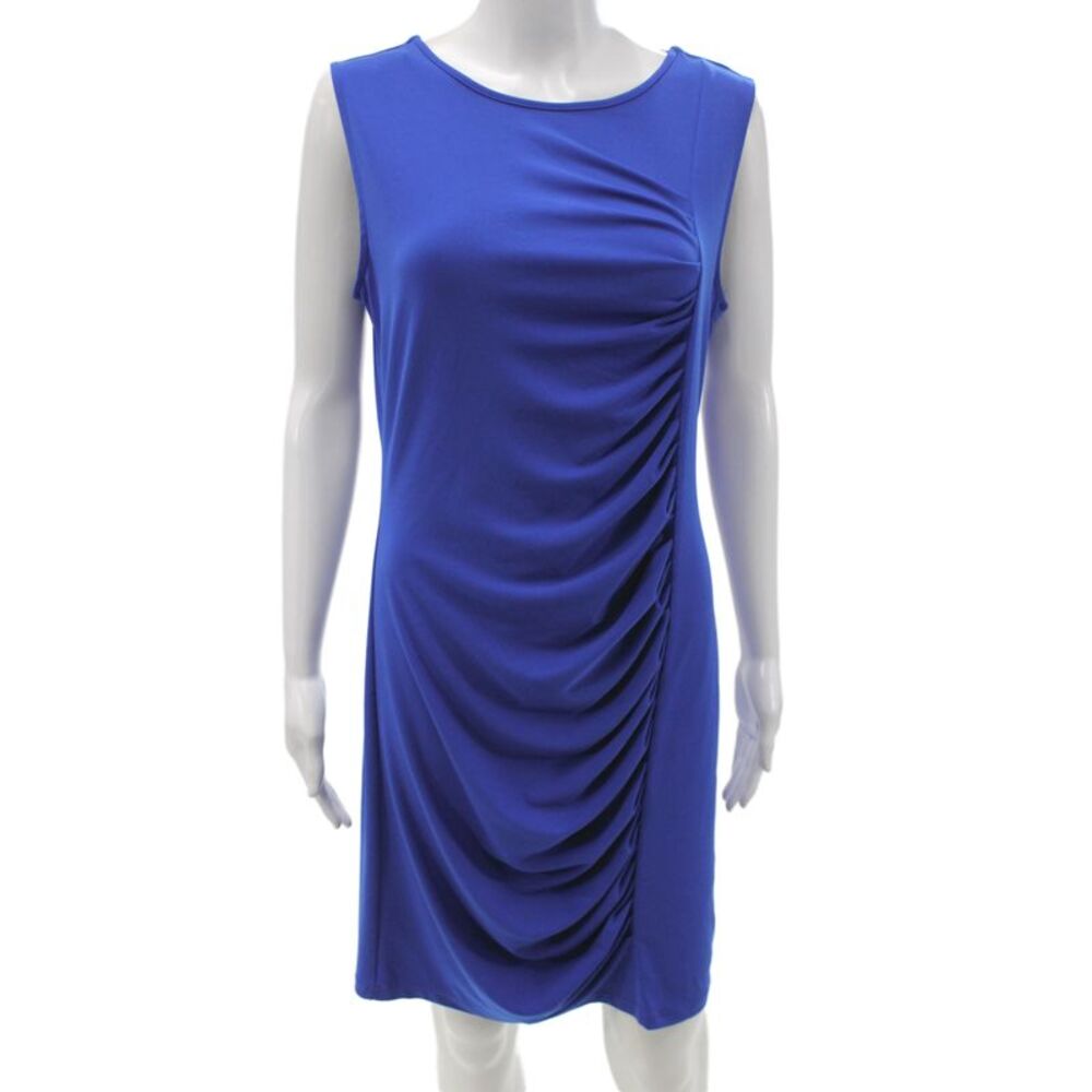 Michael Michael Kors Women Blue Sleeveless Sheath Dress Knee Length Size M
